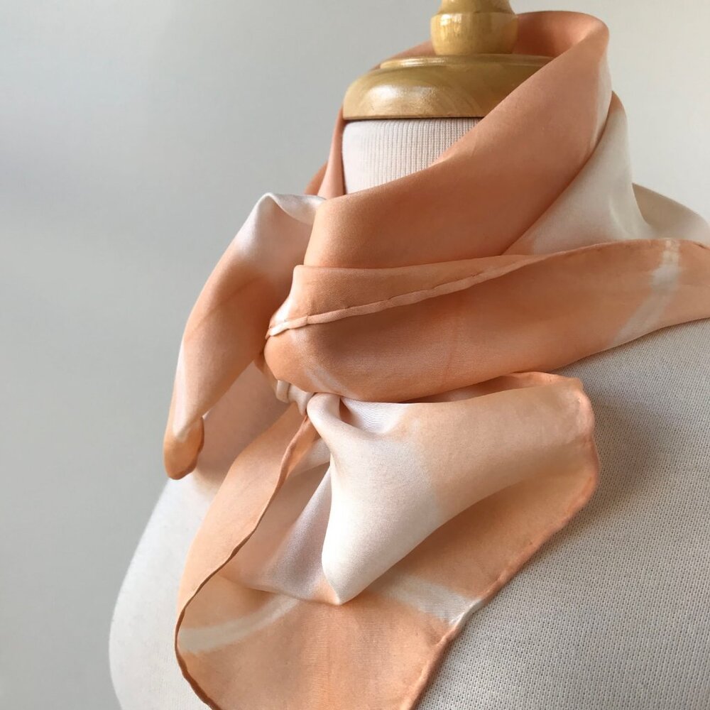 100% Silk Artist Made Natural Resist Dye Shibori Scarf